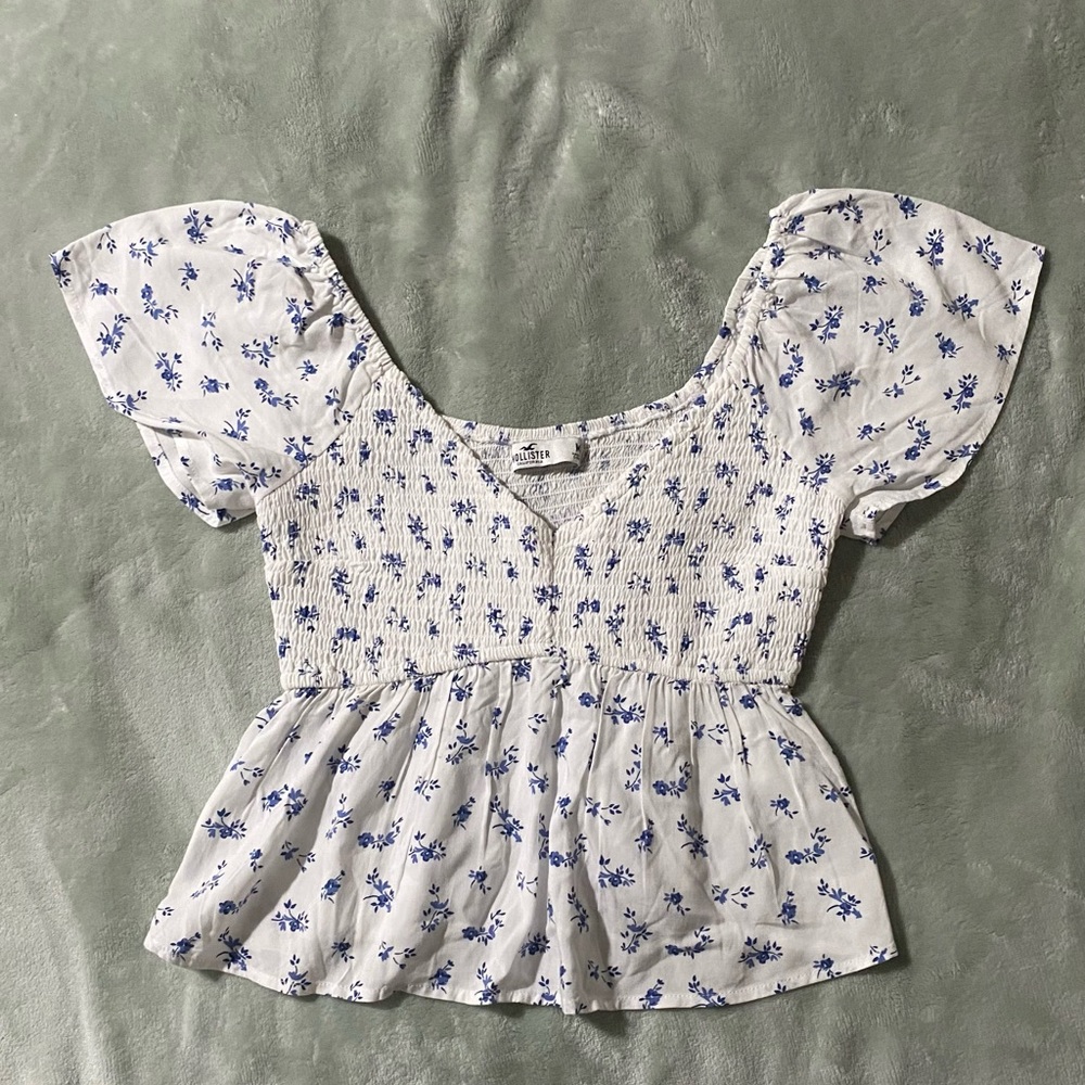 Hollister Blue Floral Blouse